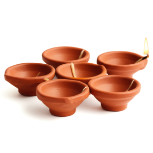 Sonar Bangla Haat Clay Diya Set Handmade Puja Decor Pack of 6